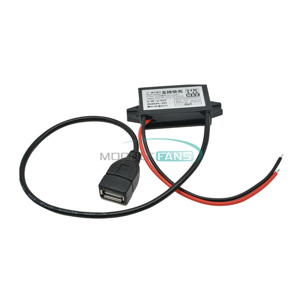 DC 12V 24V to QC2.0 3.0 Fast Charging Waterproof Buck Step down Power Supply 24W
