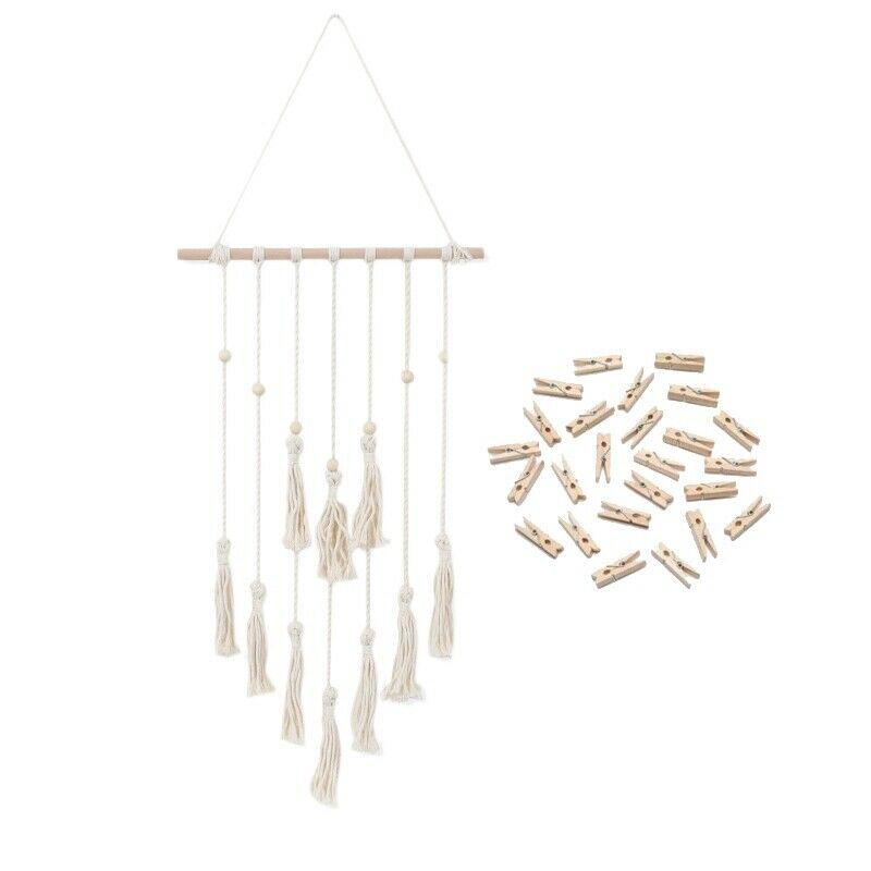 Clip Photo Macrame Wall Hanging Tapestry Nordic Chic Tassel Tapestry Home LiW3C4