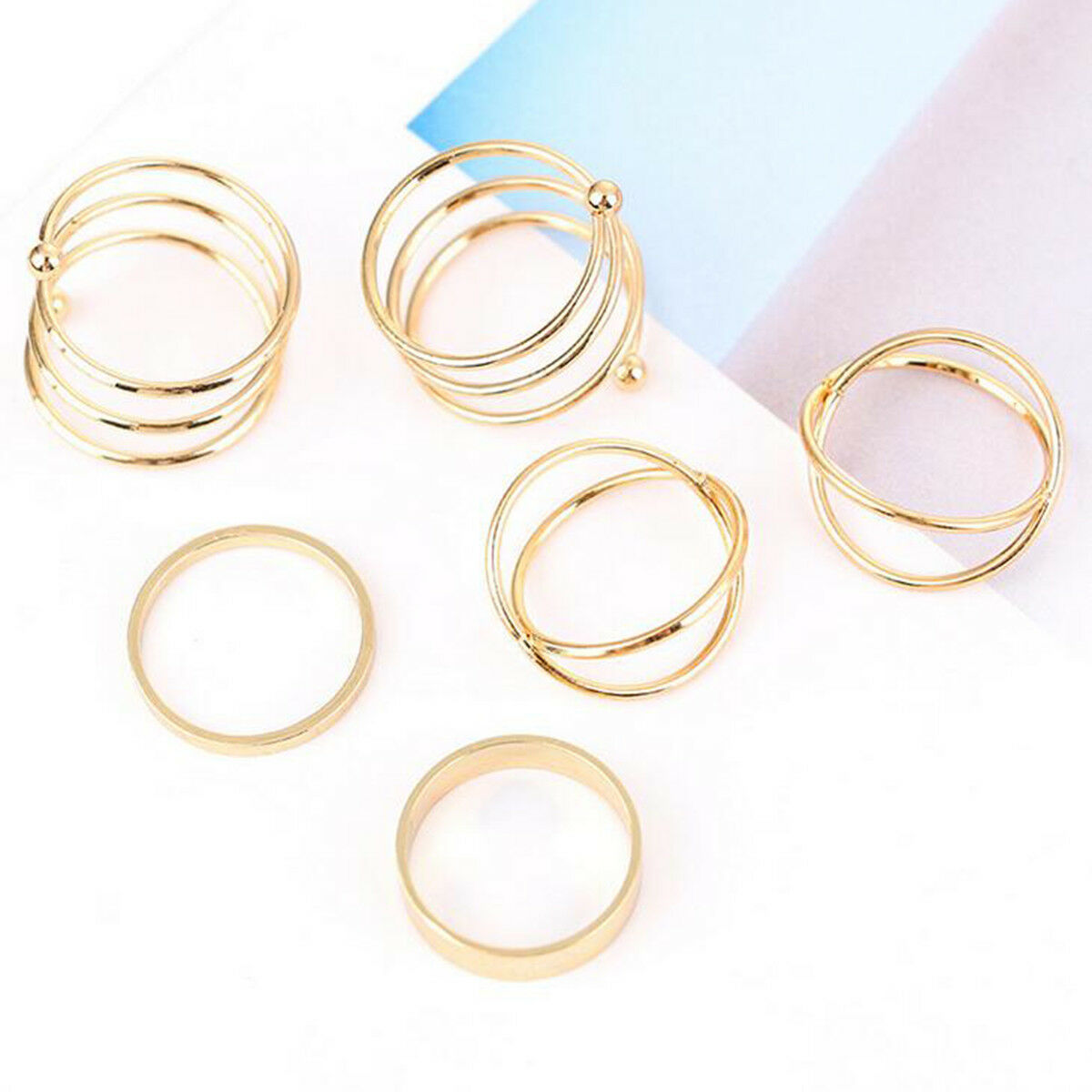Fashion Stylist 6pcs Ring Set Simple Beauty Midi Knuckle Top of Finger Rings