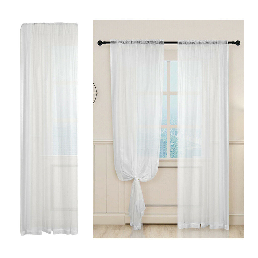2pcs Elegant Gauze Sheers Rod Pocket Window Curtain Drape Panel 39x79inch