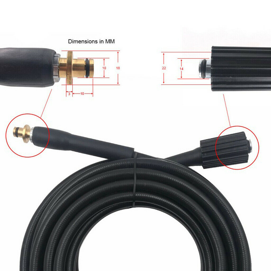 M22x1.5 6 Metre High Pressure Washer Replacement Hose 6m for Karcher K2