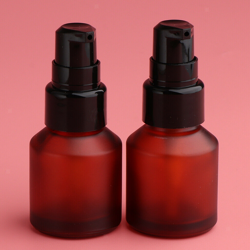 4pcs Empty Spray Pump Bottle Refillable Amber Glass Lotions Bottle 60ml/15ml
