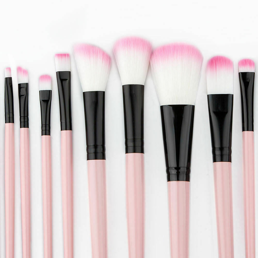 32Pcs Pink Wood Make Up Brushes Kit Set Synthetic Wooden Handle with Bag