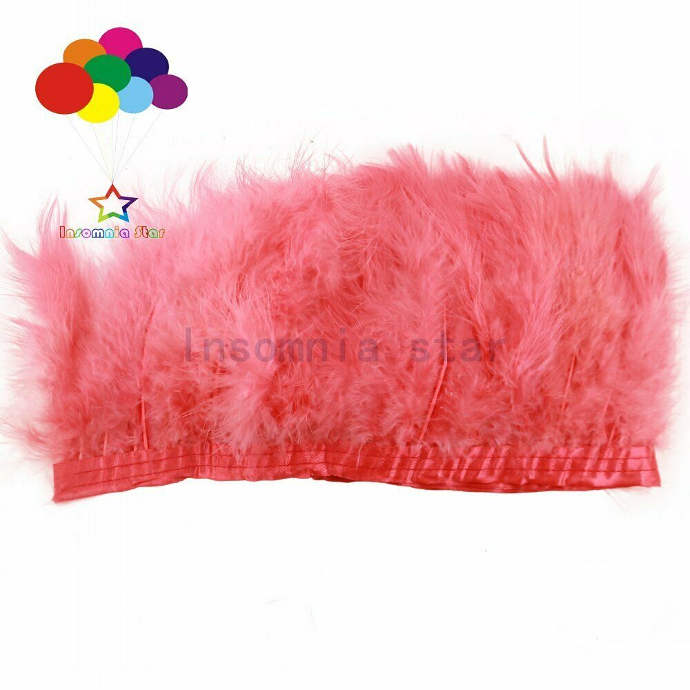 Watermelon red 2 Meter 6-7 INCH fluffy Marabou feather Trim Height Ribbon