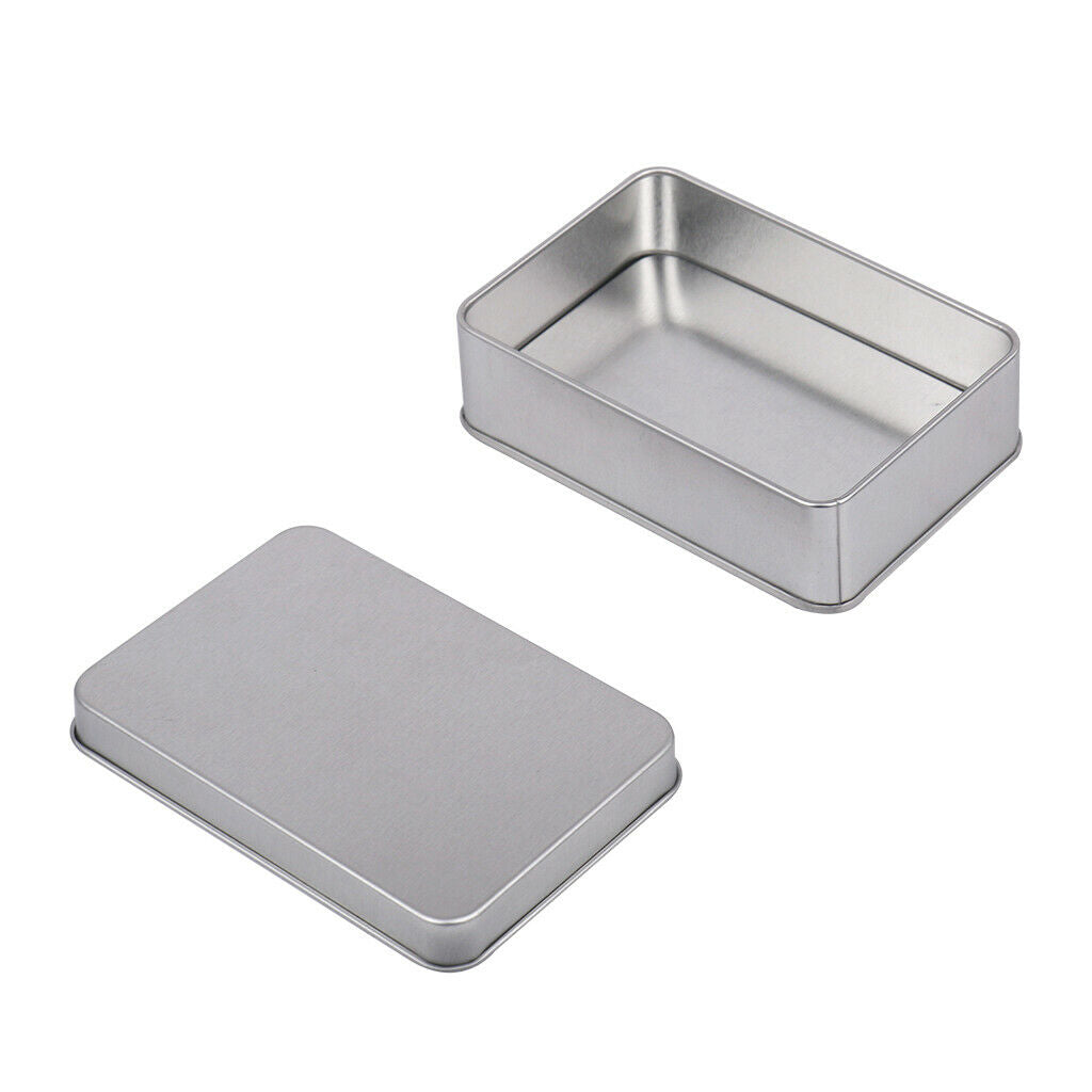 3x Rectangle Small Metal Tin Storage Box Case For Badge Money Coin Candy Key