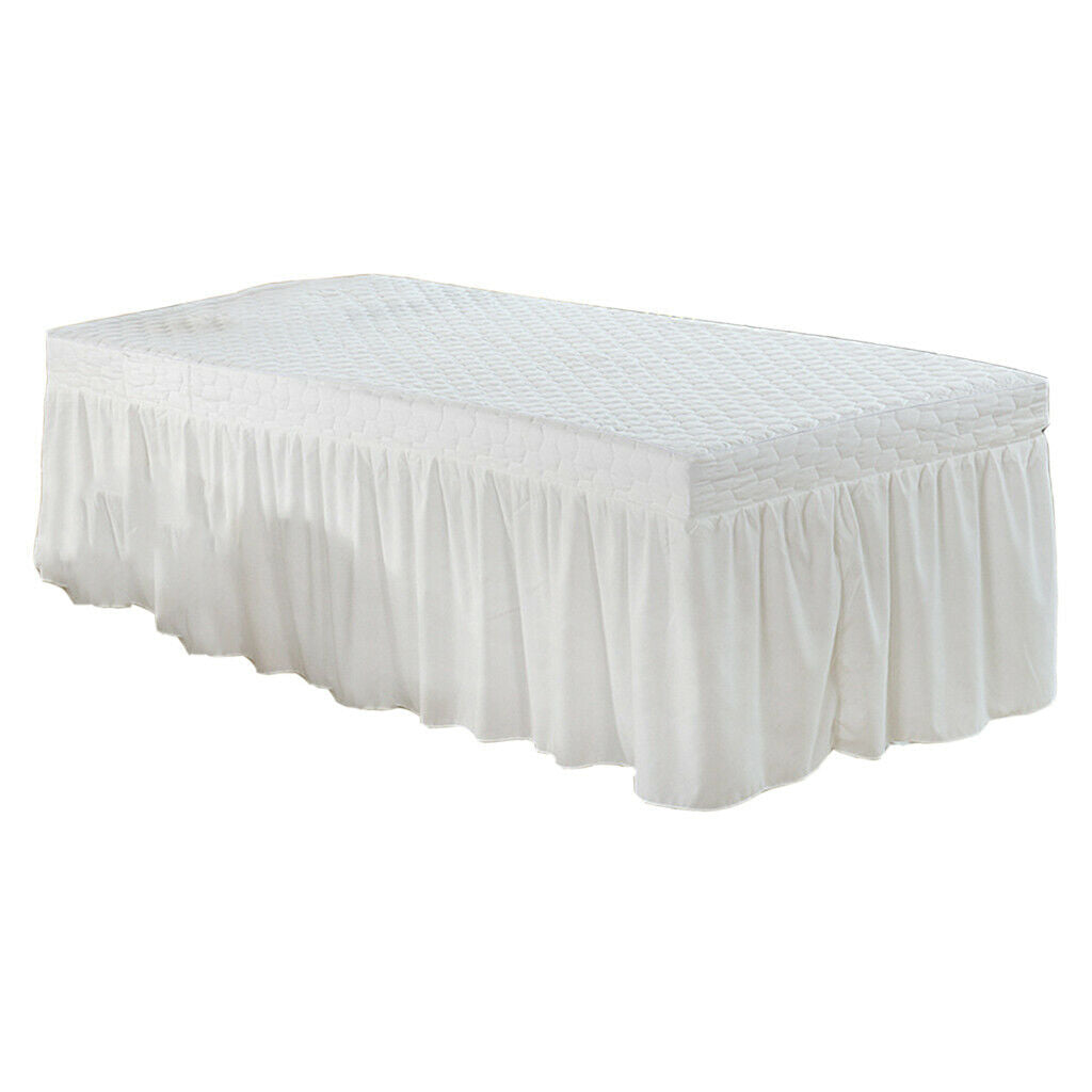 2xMassage Table Skirt Beauty Bed Cover Valance Sheet  White
