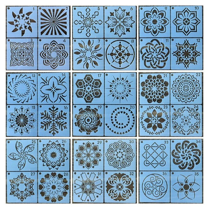 36* Painting Stencils Mandala Stencils Mandala Dot Templates For Rocks Wood DIY