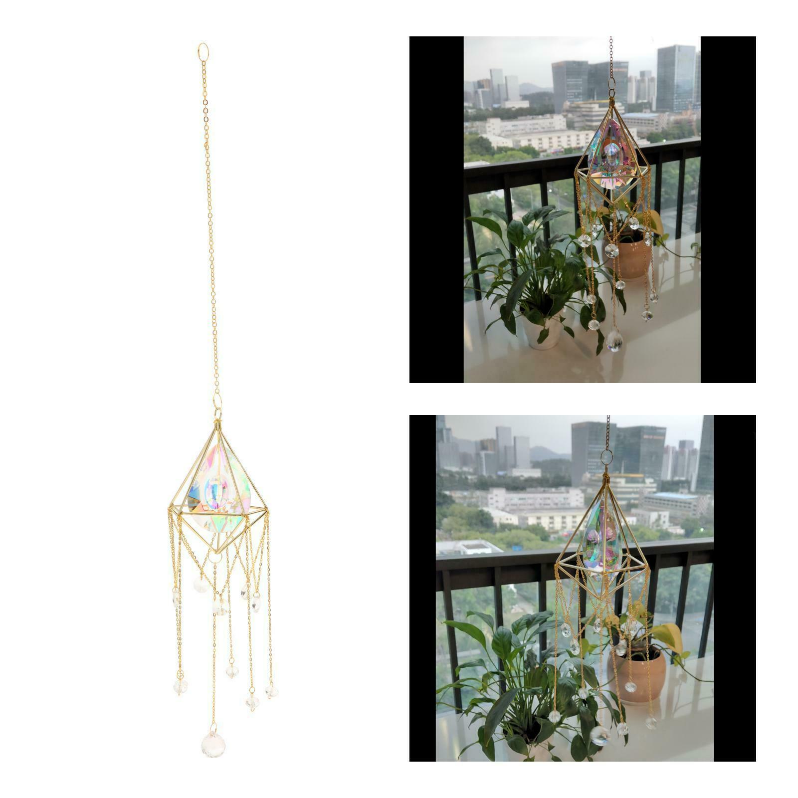 Geometric Crystals Suncatcher Wind Chime Hanging Pendants Home Garden Decor