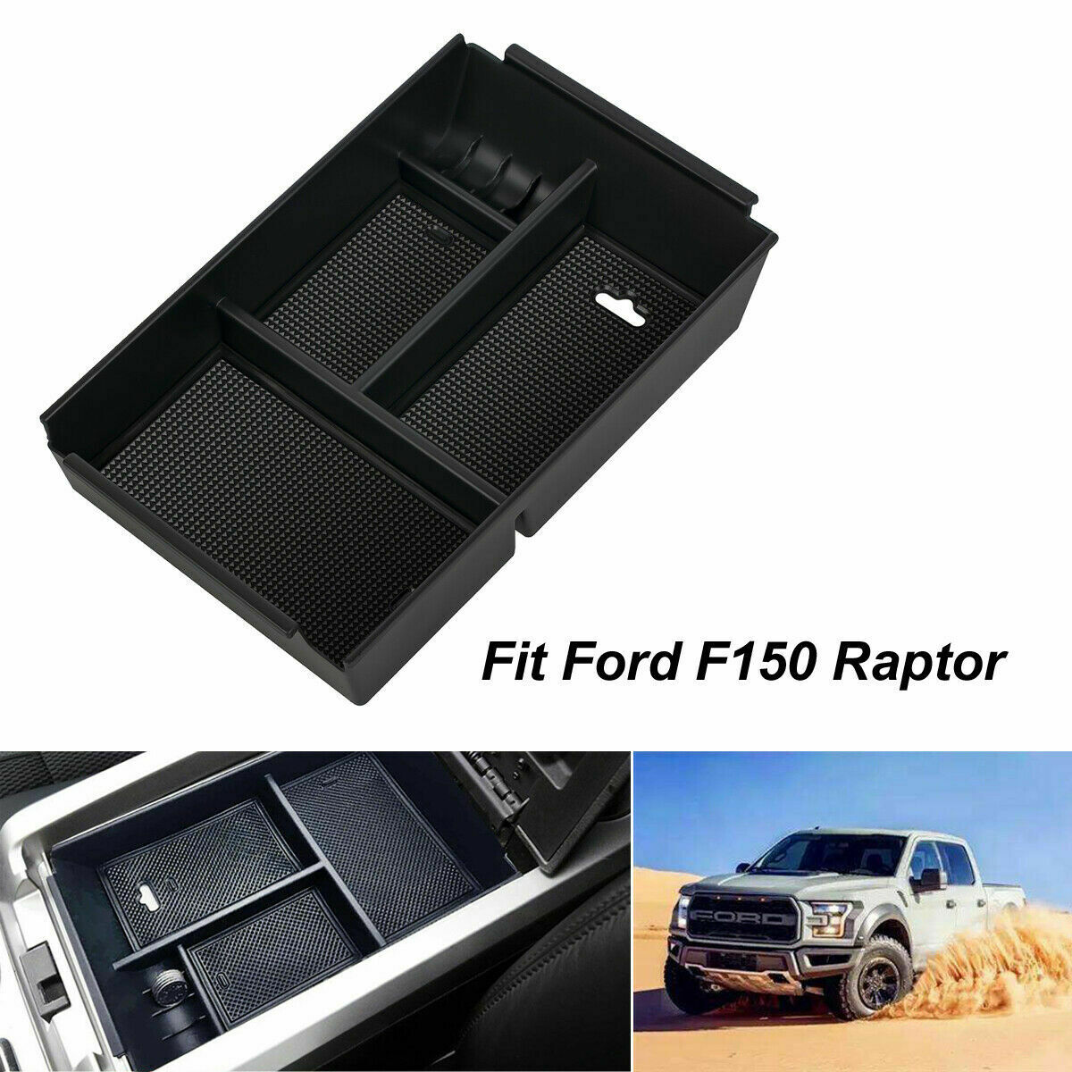 For Ford F-150 2009-2022 Car Auto Center Console Armrest Storage Box Tray