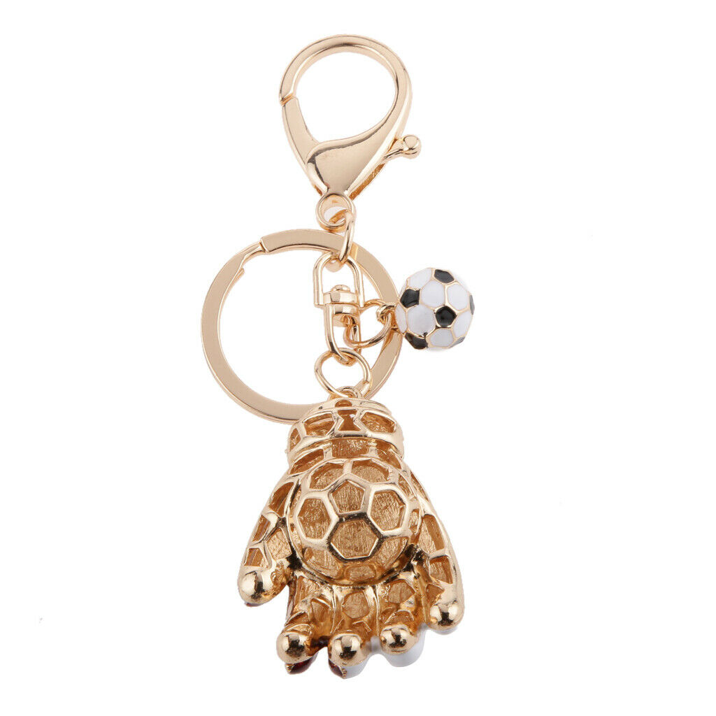 2x Crystal Rhinestone Goalkeeper Glove Bag Pendant Car Keychain