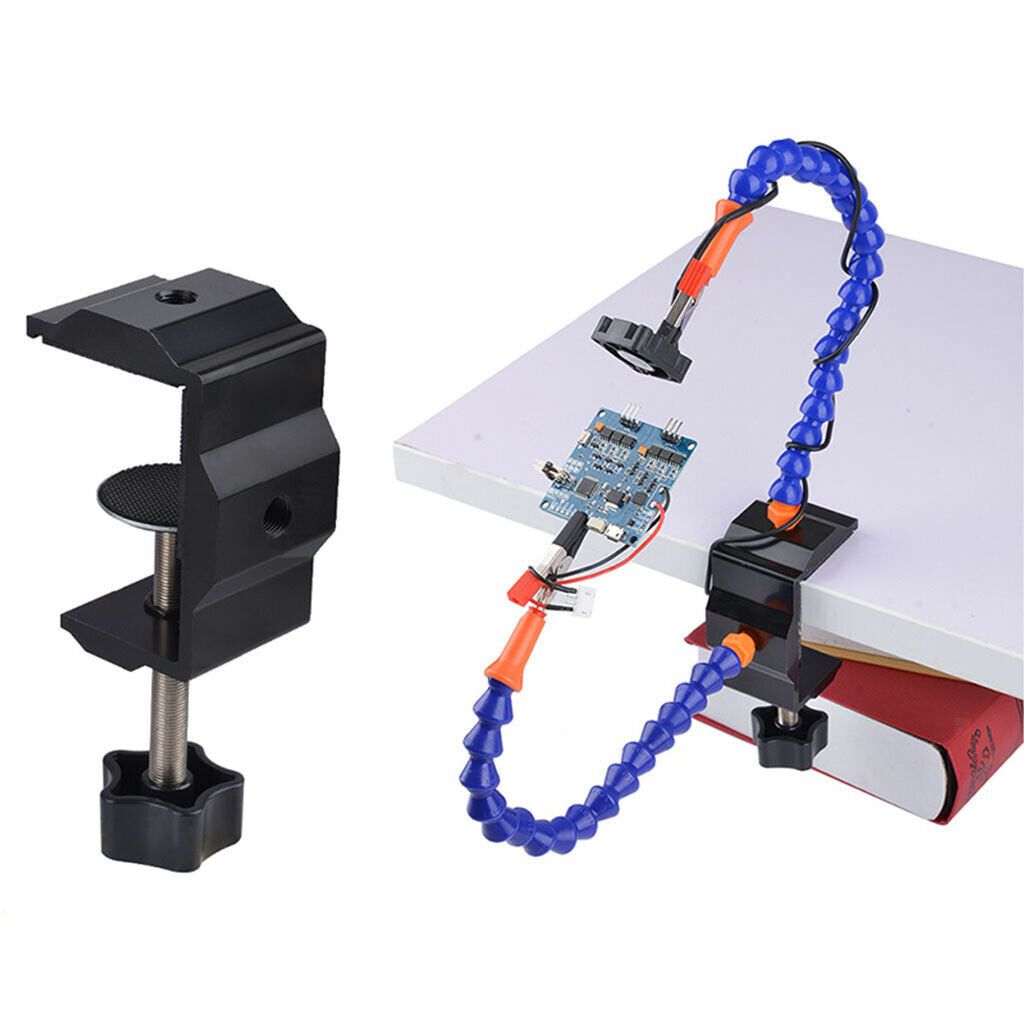 2 Arms Soldering Stations Desk Clamp Set w/ Alloy Base w/ Magnifying Lens
