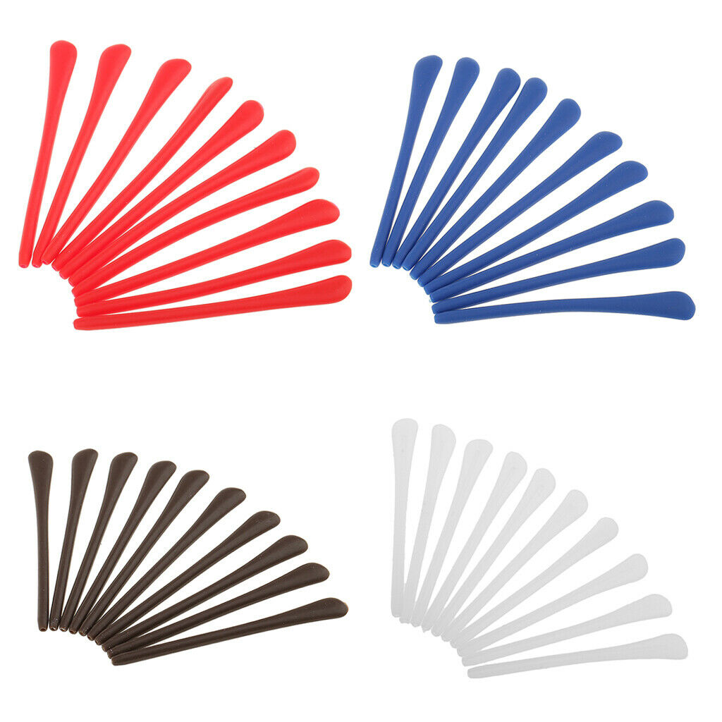 10Pieces Silicone Eyeglasses Temple End Tips Ear Sock Tubes Replacement Blue
