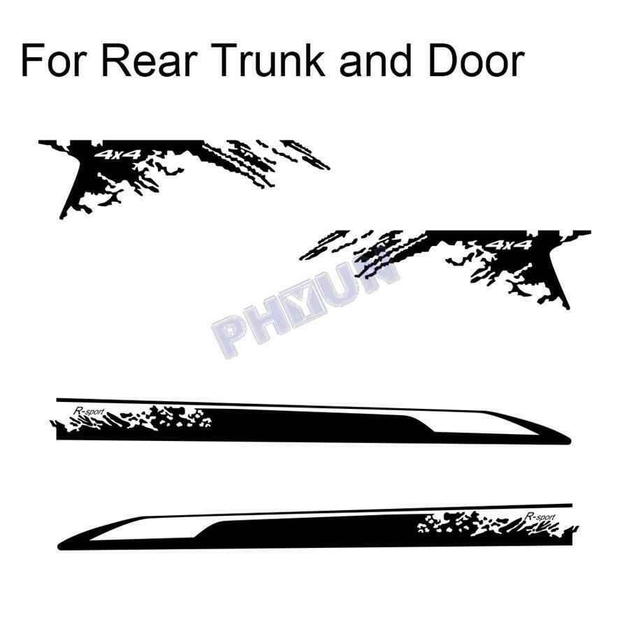 2x Black Pickup Side Stickers Door Skirt Stickers Decoration Decals Universal
