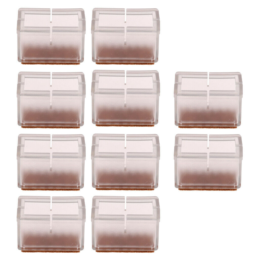 20 Pieces Rectangle Chair Leg Caps  Protectors Clear Silicone