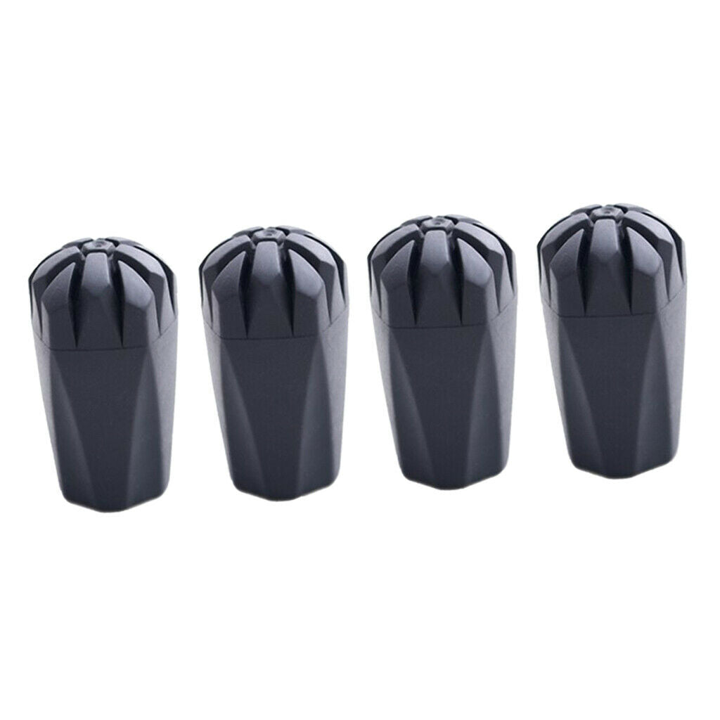 4 Pieces Hiking Stick Tips Mountaineering Pole   End Accessaries Black
