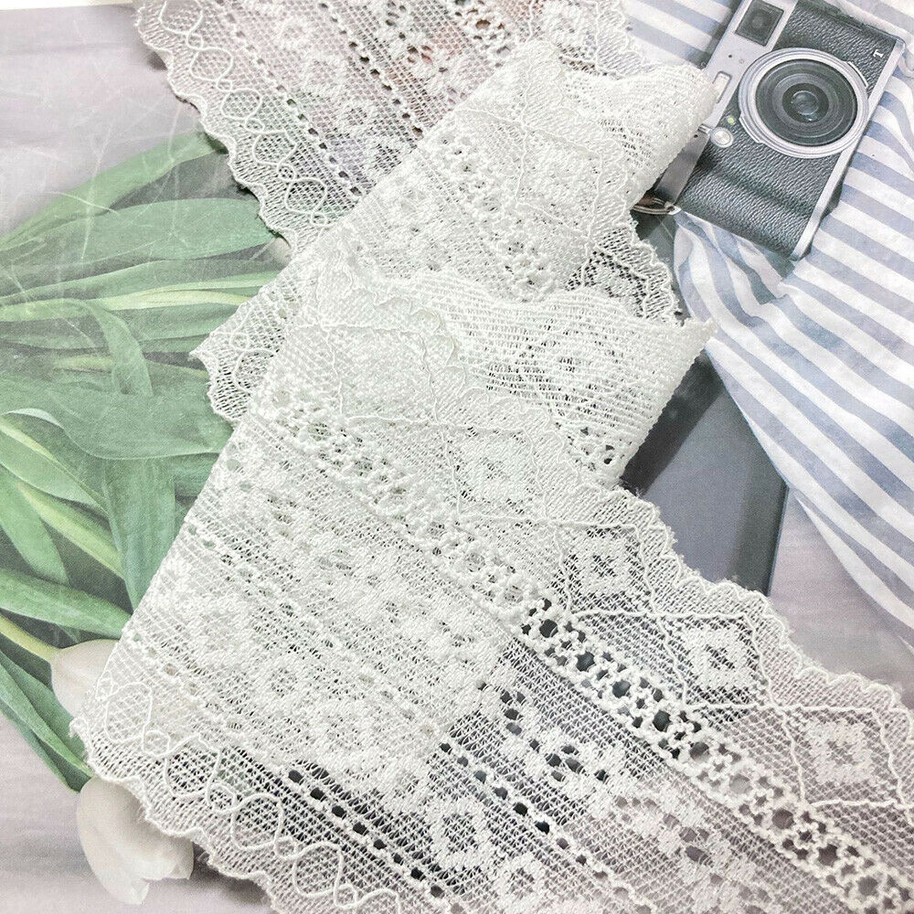 3Y Elastic Band Flower Embroidered Trim Lace Ribbon Fringe Clothing Sewing DIY
