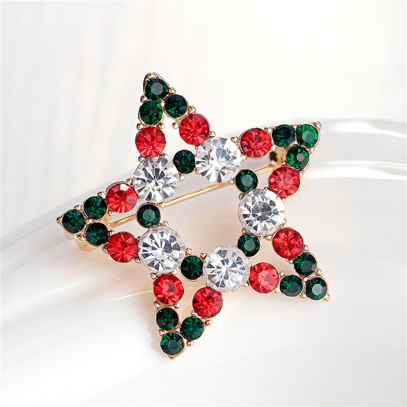 Great Star Crystal Rhinestone Snowman Christmas Brooch Pin Xmas Gif.l8