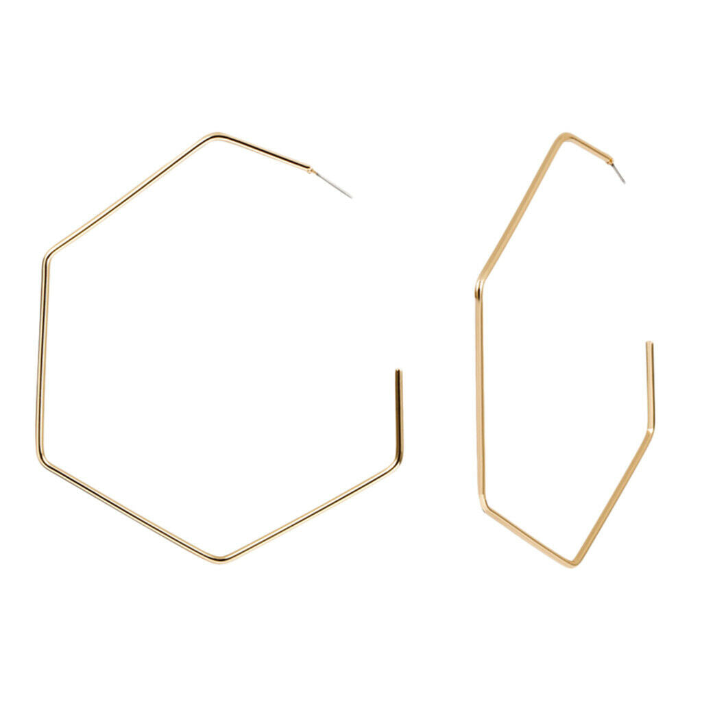 1 Pair Hexagonal Ear Studs Large Circle Earrings for Women Lady Fashion