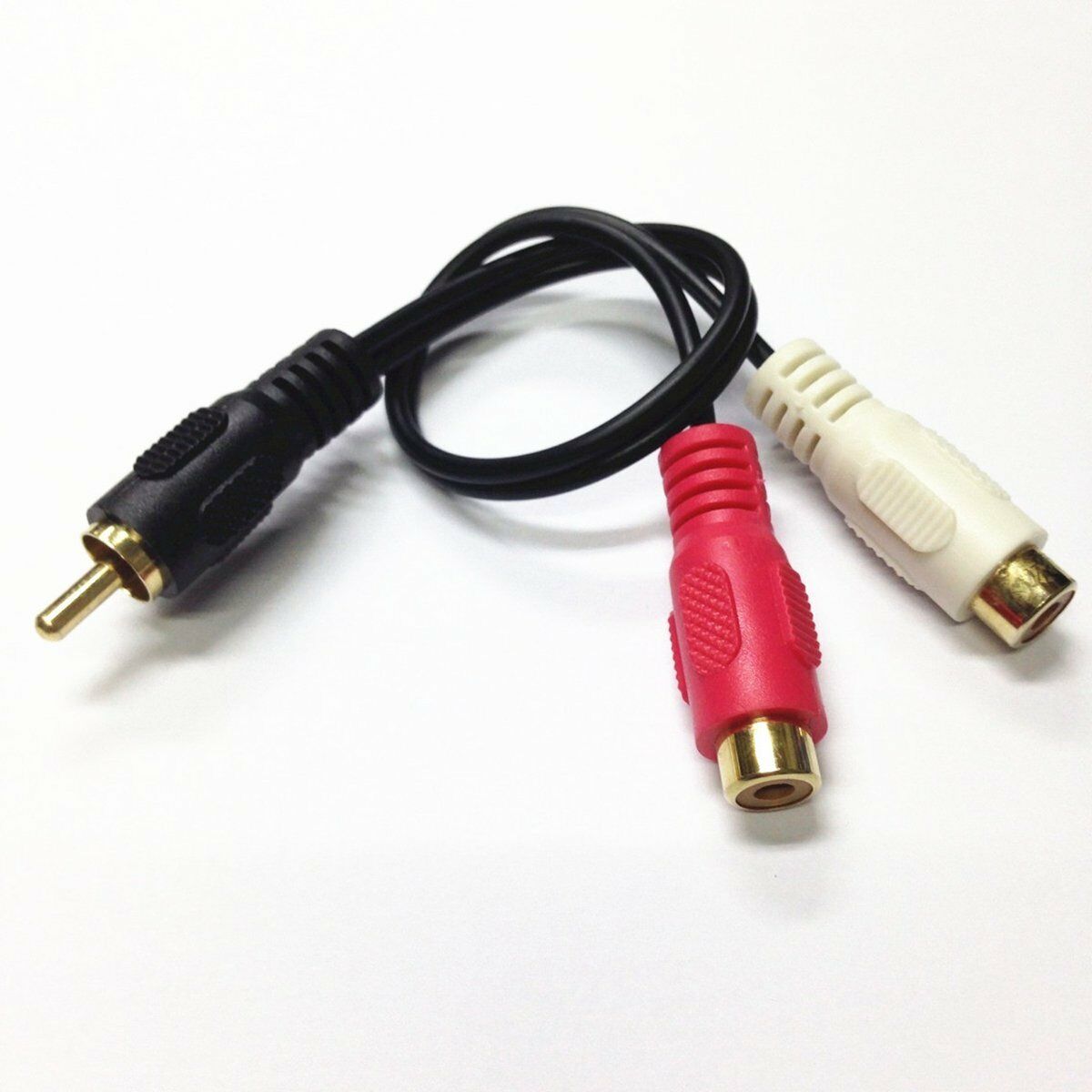 0.25m Stereo Male Plug to 2RCA Female Jack Y Cable Splitter Audio Video Adapter