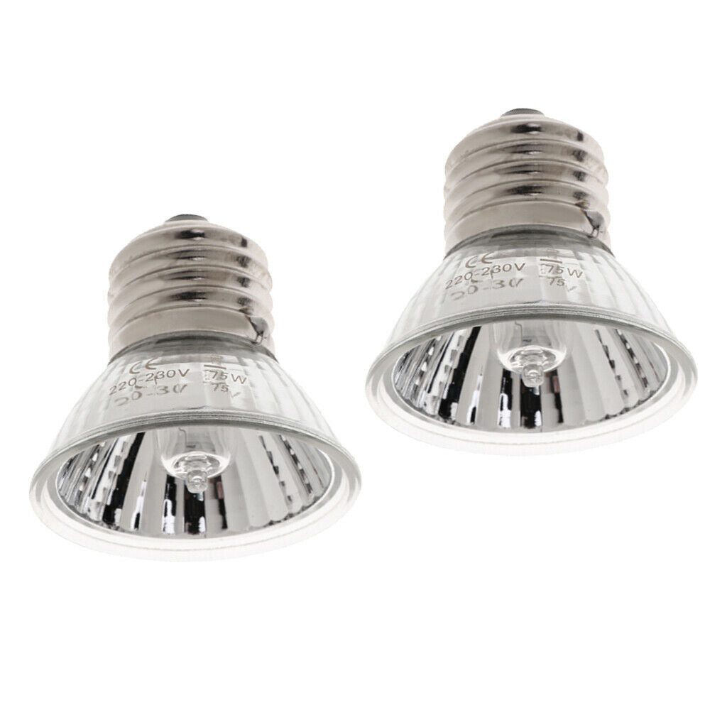 2x E27 UVA & UVB Light Bulb Reptile Pet Terrarium Brooder Heater Lamp 75W