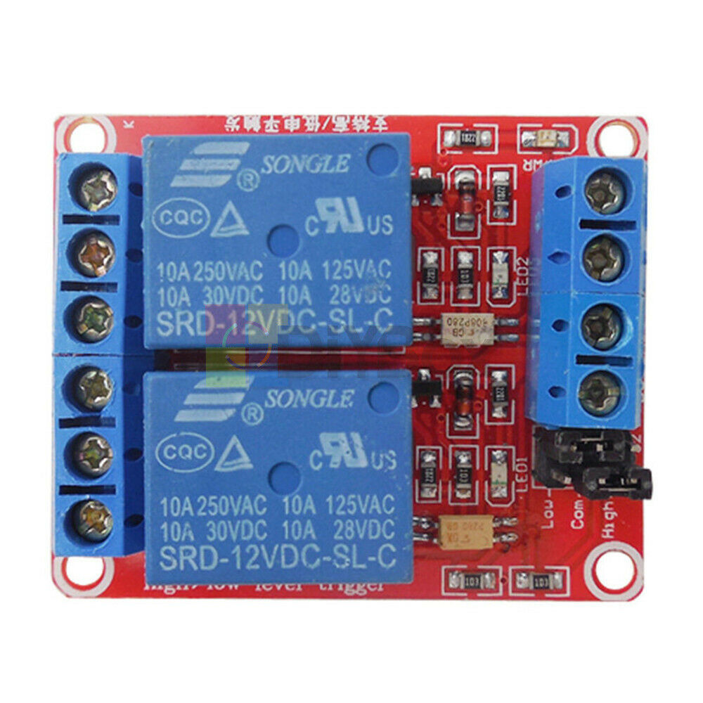 2 CH 2-Channel 12V Relay Module Optocoupler High & Low Level Trigger for Arduino