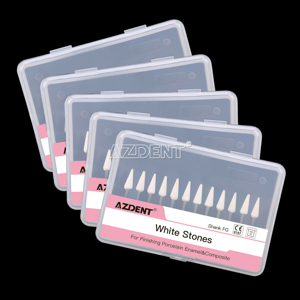 10X Dental Cone White Stone Polishing FG Burs Abrasion CN1 Points Burs 12pc/pk