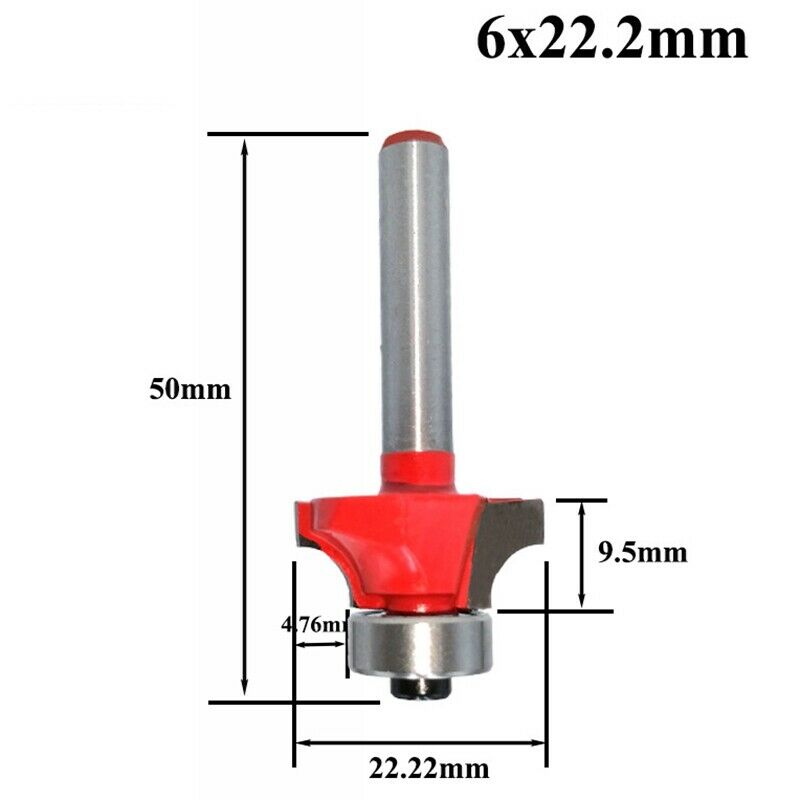 5Pcs 6mm Shank Corner Round Over Router Bit with Bea Cleaning Flush Milling CuW3