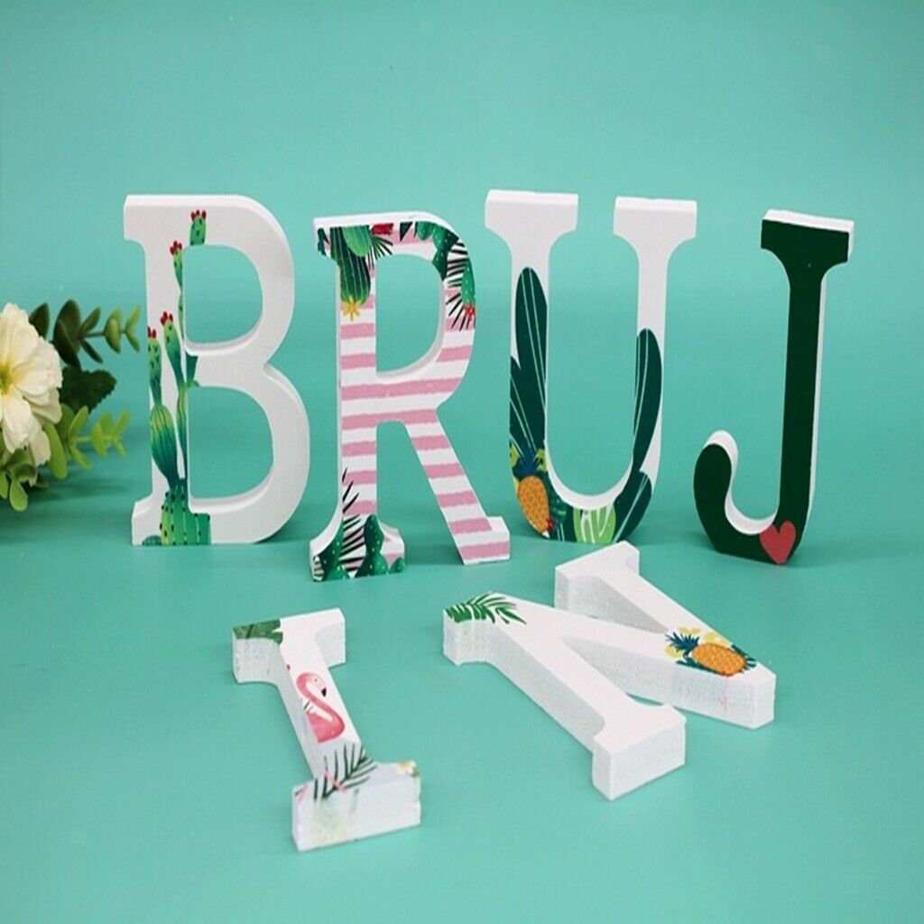 Wooden Creative DIY Tropical Plant Decorative Crafts Letters Random Capitals