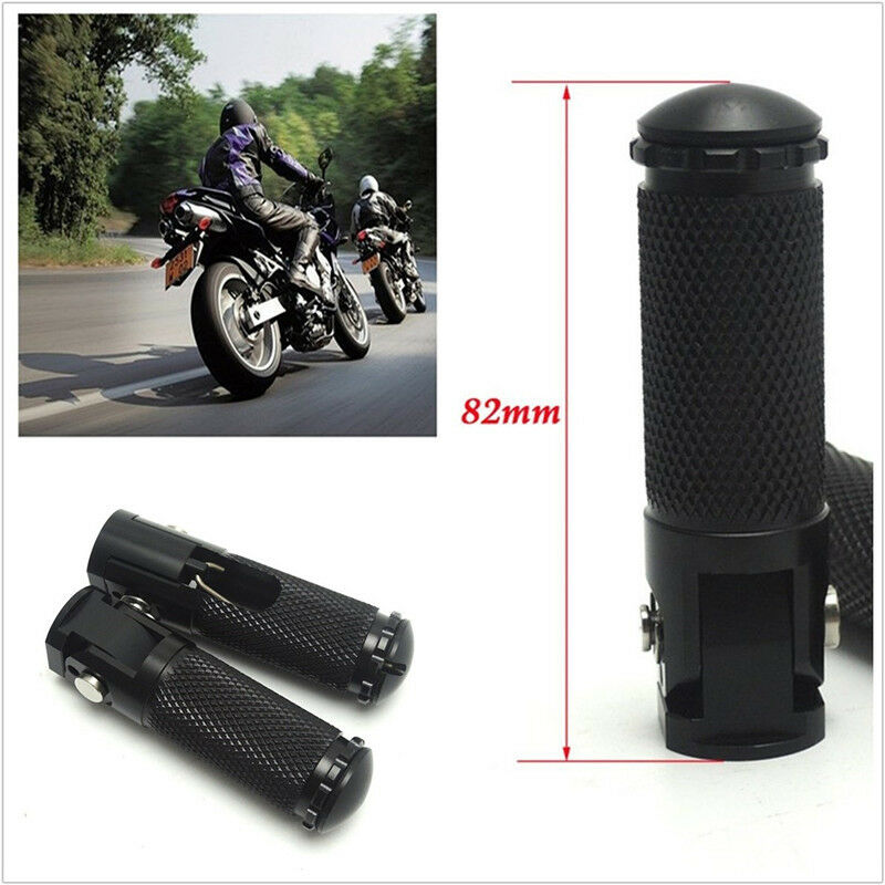 Universal Pair CNC Black Aluminum Motorcycle Folding Rearsets Footrest Footpeg