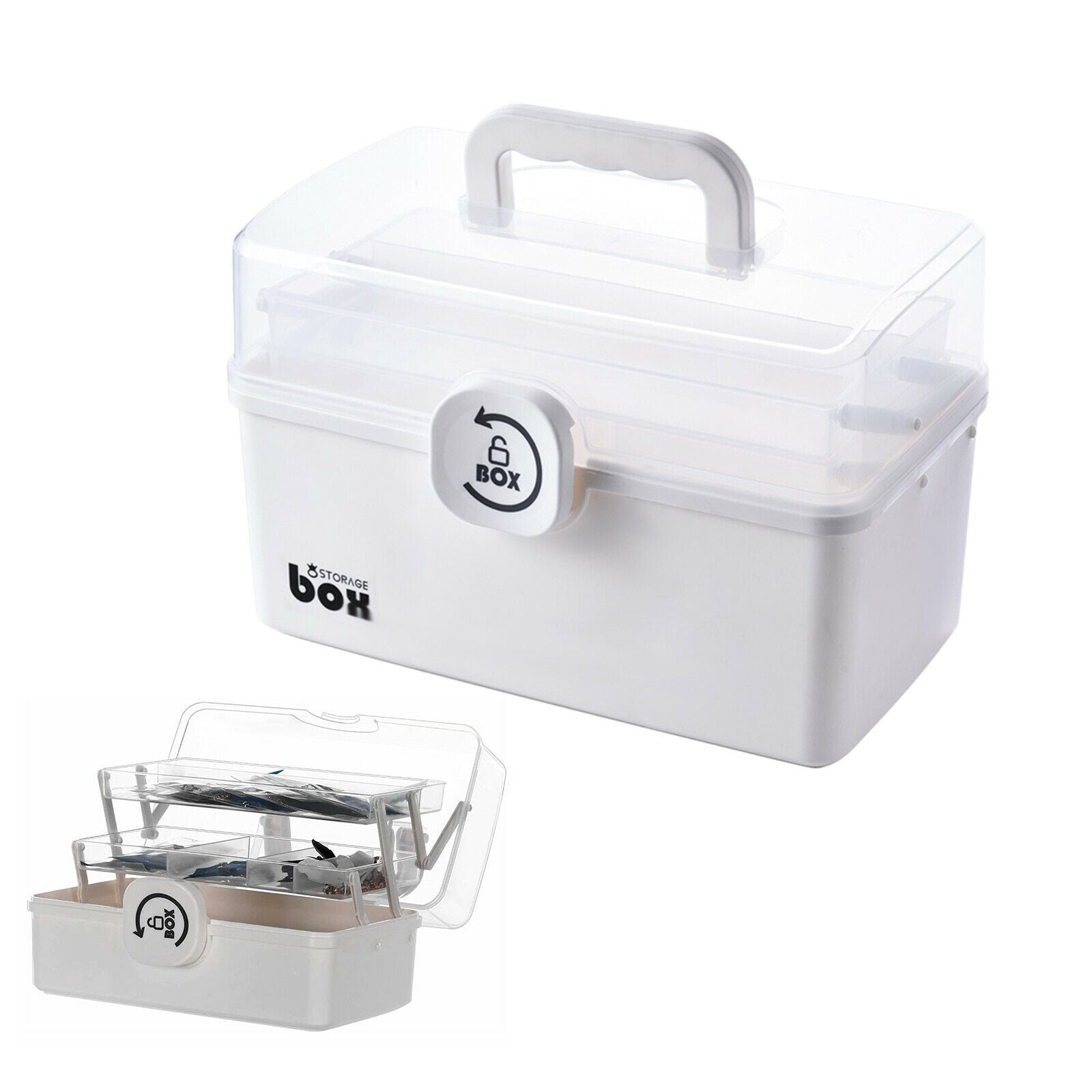 Plastic Storage Box Lockable Container Pills Organizer Emergency Kits Case