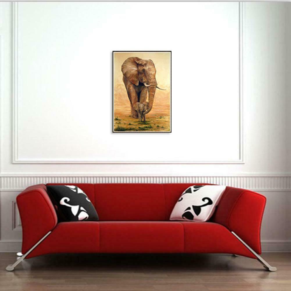 Feeding Elephant 5D DIY Full Drill Round Diamond Painting Embroidery Kits @