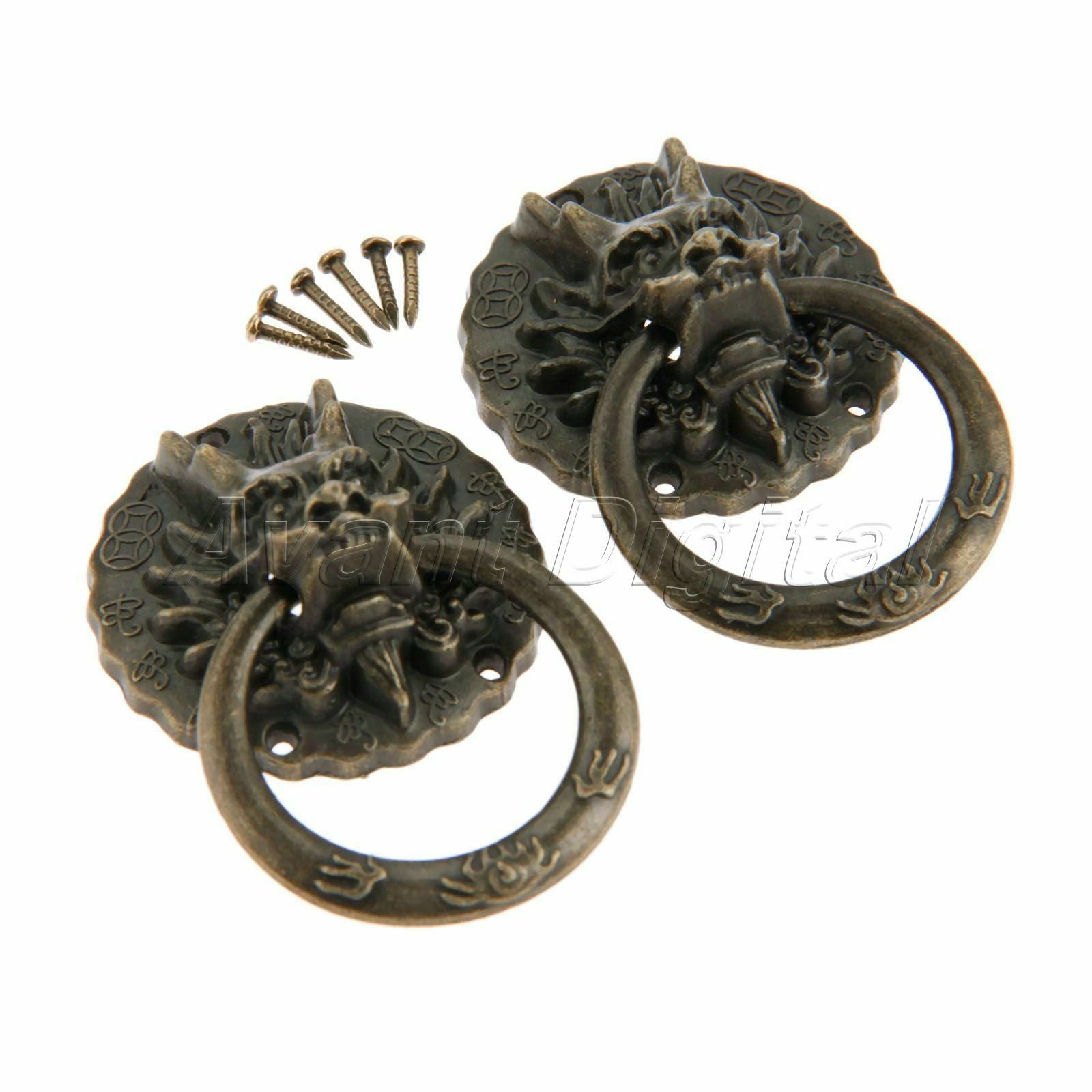 Elegant Dragon Head Furniture Cupboard Door Pull Handle Drawer Cabinet Knob Ring