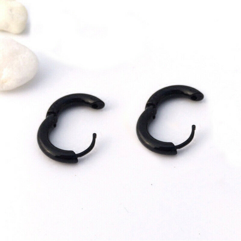 Punk Cool Stainless Steel Small Round Hoop Earring Stud for Men Women 10 mm