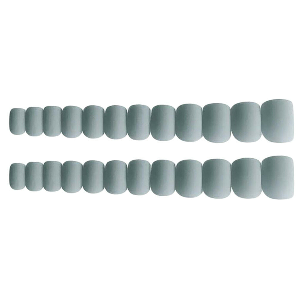 24Pcs Gray Ballerina Coffin Nails Full Cover Short False Nails Art Tips Set