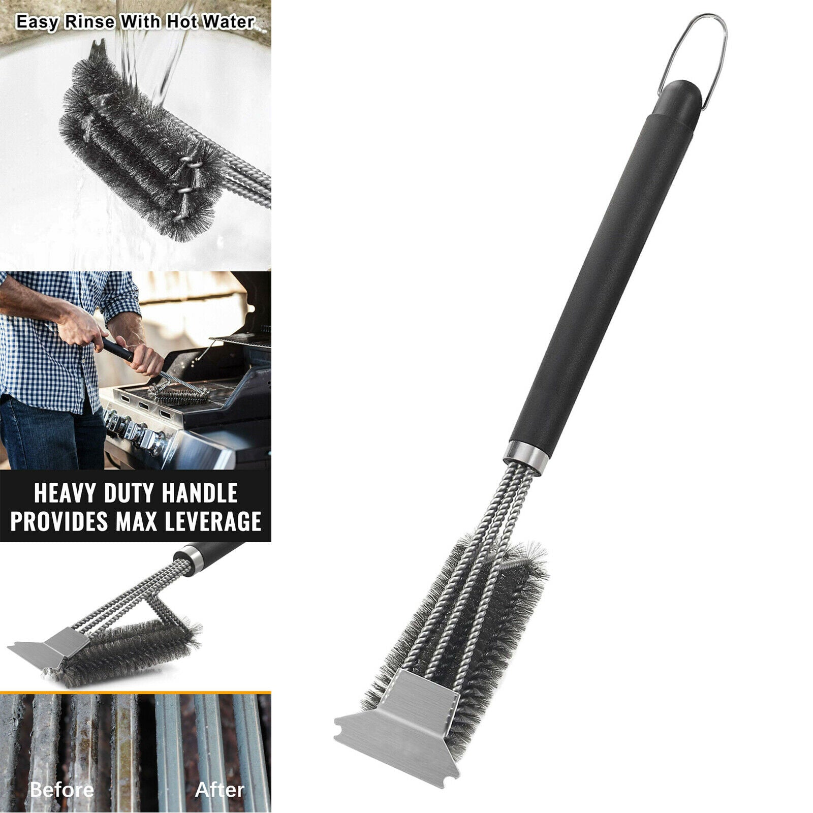 Easy Grill Brush Scraper Sturdy BBQ Brush Wire Bristles Cleaner Accessory