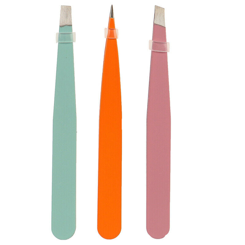 4Pcs/bag Eyebrow Tweezers Stainless Steel Point Slant Flat Tip Removal Ma.l8
