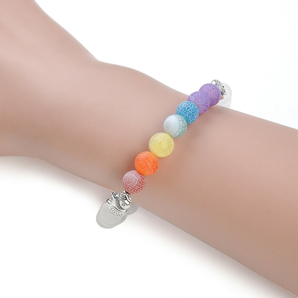 7 Chakra Elephant Charm Beaded Healthy Mala Beads Yoga Energy Bracelet Jewelry