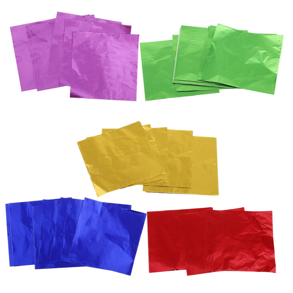 500Pcs Assorted Aluminum Foil Candy Sweets Wrappers DIY Wrapping Paper Sheet