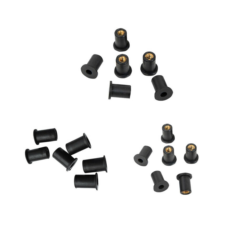 50 Pcs M5x0.8mm Motorcycle ATV Windscreen/Body Fixed Well Nut Rubber &Brass NUTS