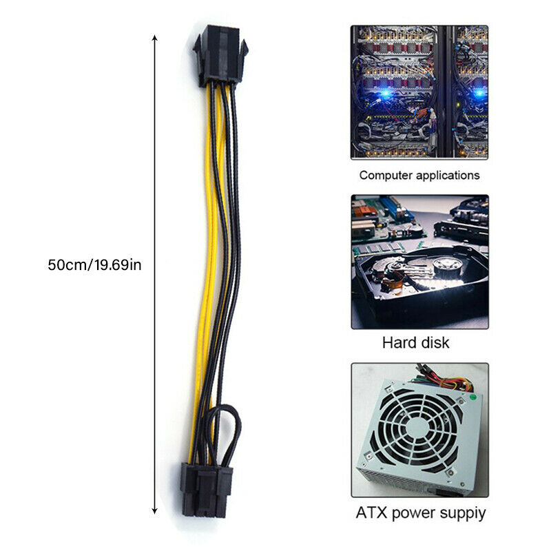 PCI-E 6-Pin Female To Dual 8-Pin 6+2 Pin Male Video Card Power Adapter Ca.l8
