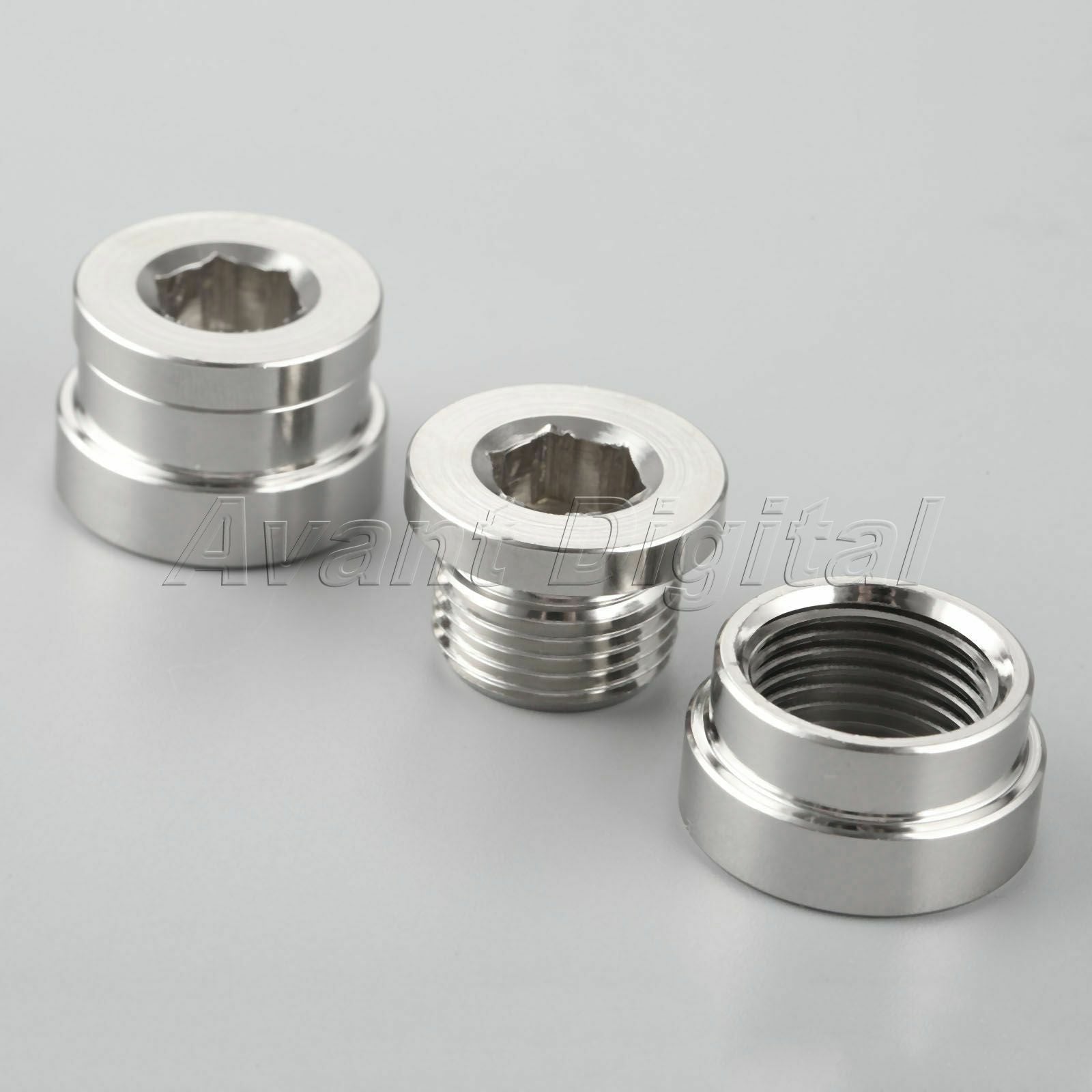 Set O2 Oxygen Sensor Stepped Mounting Boss and Plugs 2 Bungs/2 Plugs M18 X 1.5