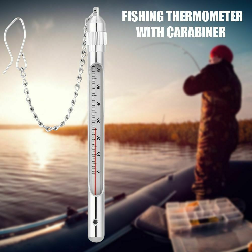 Thermometer with Carabiner Fly Fishing Stream Water Temperature Stainless Steel
