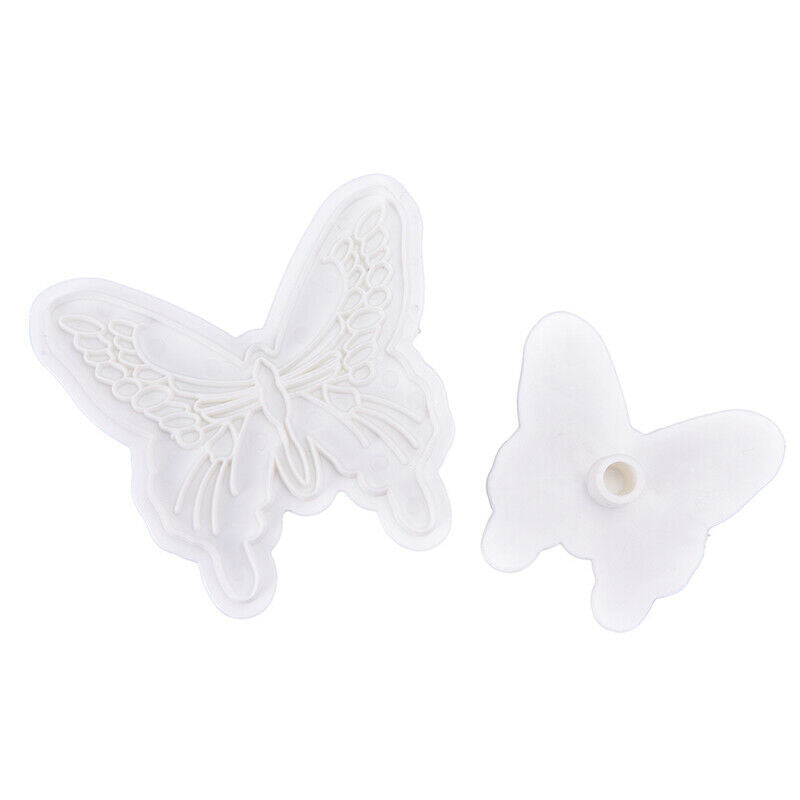 2Pcs/Set Butterfly Cake Fondant Sugarcraft Mould Cookie Plunger Cutter Mo.l8