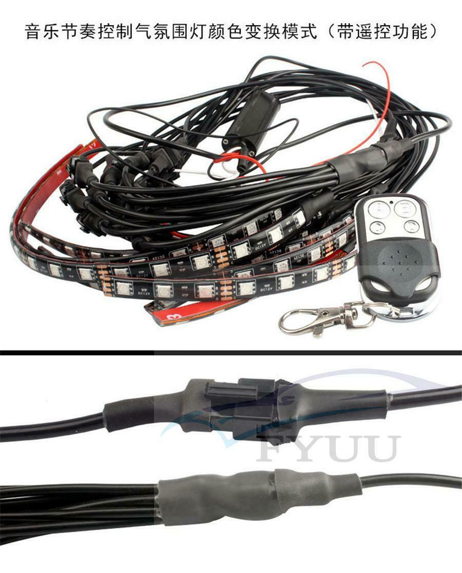 12pc Motorcycle RGB LED Neon Under Glow Lights Strip For Universal 12V 120 LEDs