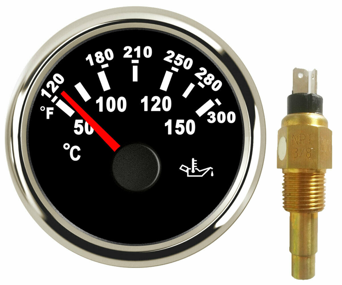 52mm Black Oil Temp Gauge With Sender,50-150â„ƒ,361-19ohm,9-32V For Car Boat Truck
