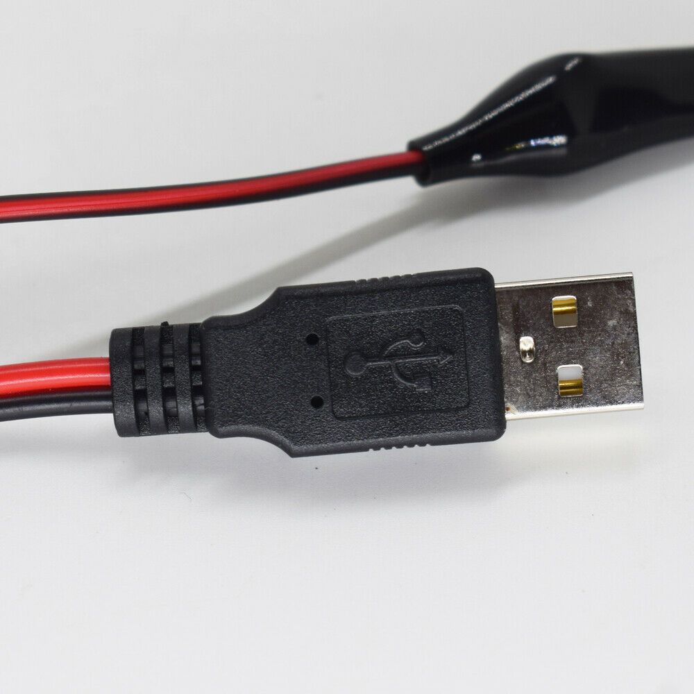 10pcs 0.5M/50cm USB A Male To Dual Alligator Clip Phone Test Power Cable Lead
