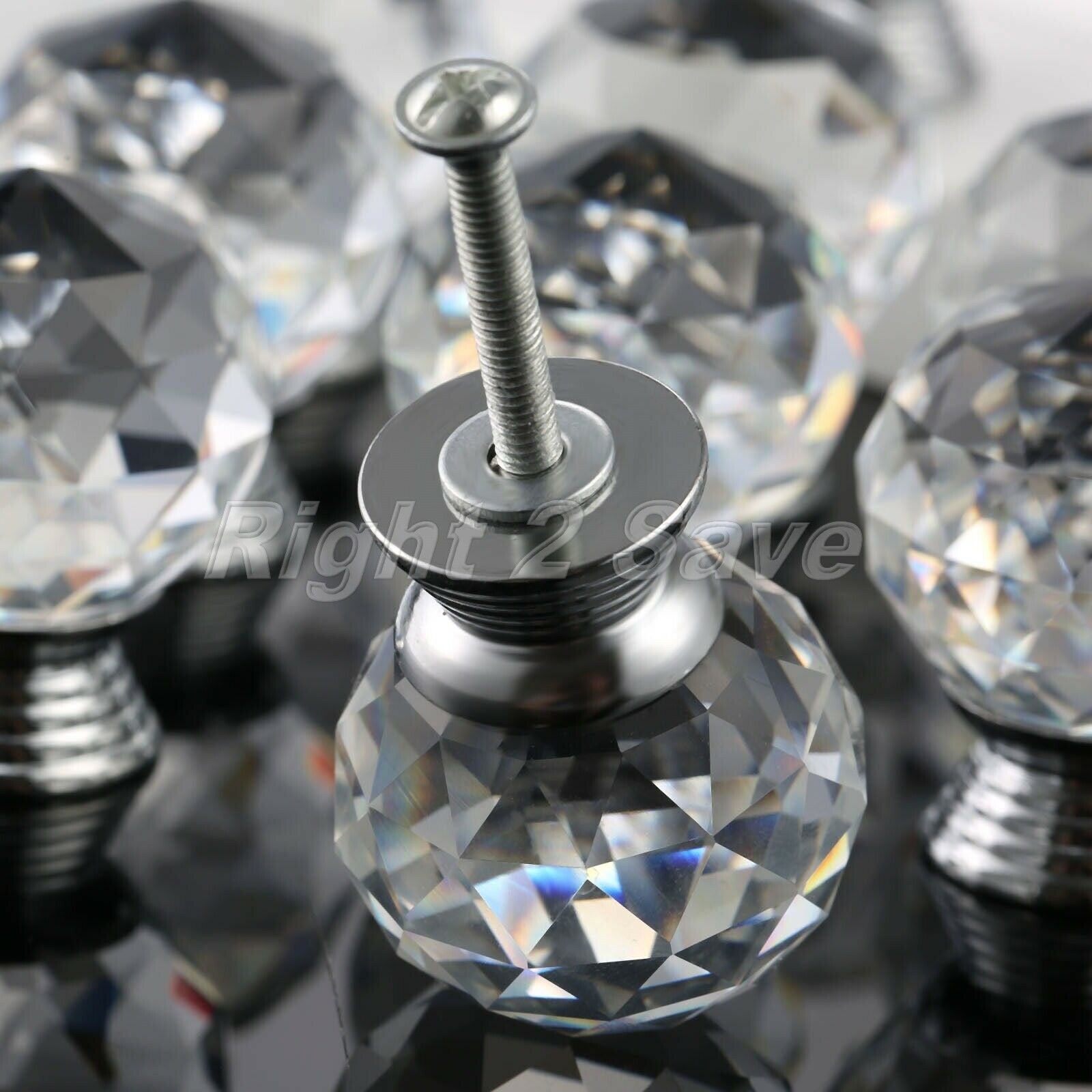 Clear 30mm Knob Crystal Glass Round Pull Cupboard Cabinet Drawer Handle 1PC