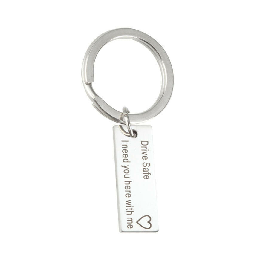 Stainless Steel Keychains Charms Drive safely and take care of yourself Keyring