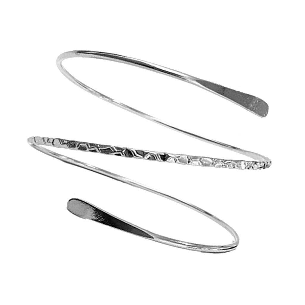 2Pcs Punk Spiral Coil Upper Arm Cuff Womens Open Armlet Armband Bangle