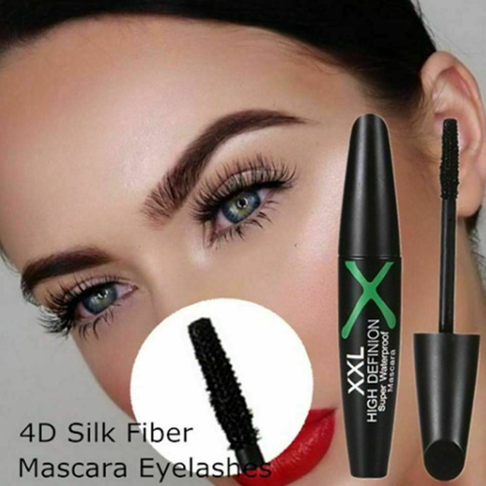 Black 4D Silk Fiber Eyelash Mascara Extension Makeup Waterproof Kits Eye Lashes